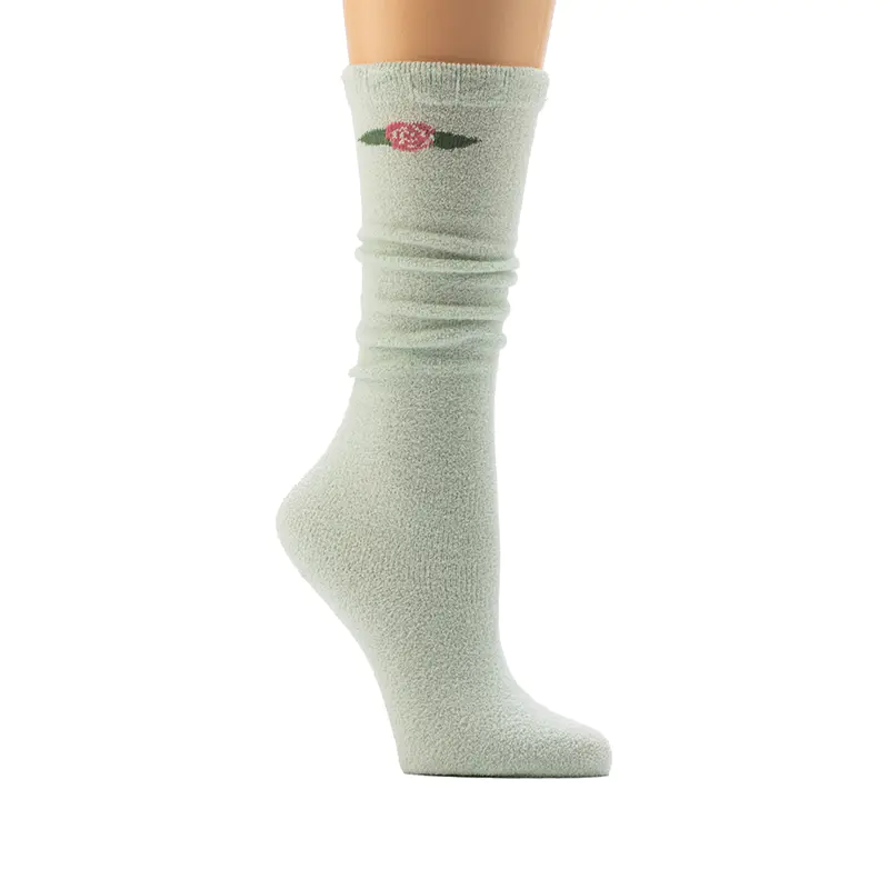 Ladies'Rib With Scallop Welt Cozy Home Socks